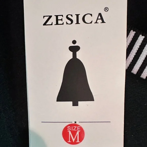 Ladies Size M Black V-Neck Dress with Striped‎ Trim NEW - Picture 10 of 11